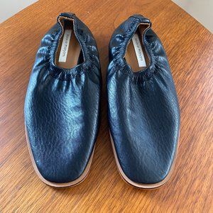 Design By Maryam Elastic Black Leather Ballet Flat